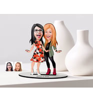 BK Gift Kişiye Özel Kız Kardeşler Karikatürlü Ahşap Biblo Model-2 (Beyaz)