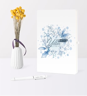 BK Gift Kişiye Özel Yılbaşı Mutlu Yıllar Temalı Beyaz Defter Kalem Seti - 12