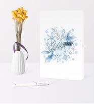 BK Gift Kişiye Özel Yılbaşı Mutlu Yıllar Temalı Beyaz Defter Kalem Seti - 12