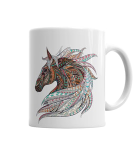 Color Horse Kupa Bardak Porselen