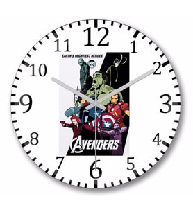 Avengers  Duvar Saati Bombeli Gercek Cam