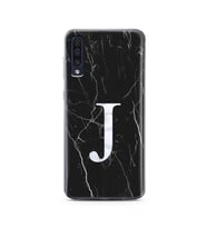 Samsung A50 Siyah Mermer Harf Tasarımlı Telefon Kılıfı J-Harfi 