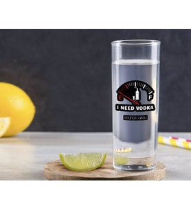 BK Gift Kişiye Özel Renkli Baskılı I Need Vodka Tasarımlı Vodka Bardağı-1 (Beyaz)