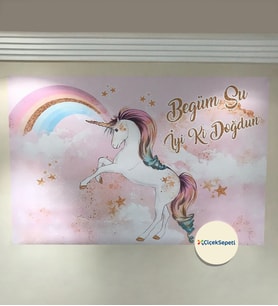 100x70cm Kişiye Özel Unicorn Temalı Afiş Unicorn Konseptli Arka Fon
