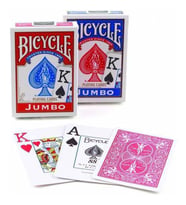 2 Li Jumbo Boy Orijinal Amerikan Poker Kartı - 2 Li Bicycle Poker Oyun Kartları - Rider (Kırmızı-Mavi)
