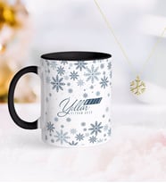BK Gift Kişiye Özel Yılbaşı Mutlu Yıllar Siyah Kupa ve Kar Tanesi Kolye-17 (Model 1)
