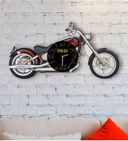 BK Gift Kişiye Özel Motor Tasarımlı Ahşap Duvar Saati-3 (Beyaz)