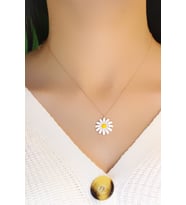 Papatya Model Hayalet Gümüş Kolye