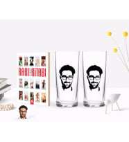 BK Gift Kişiye Özel Renkli Baskılı Erkek Silüet Tasarımlı İkili Rakı Bardağı ve Rakı Cep Kitabı Hediye Seti-1 (Model 1)