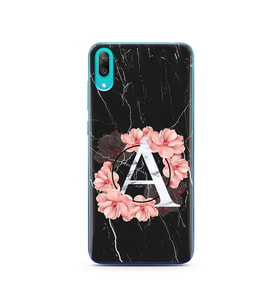 Mermer Çiçekli Harf Tasarım Süper Şeffaf Silikon Telefon Kılıfı Huawei Y7 Pro 20