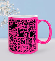 BK Gift Kişiye Özel Sevgili Tasarımlı Fosforlu Pembe Kupa Bardak - 75