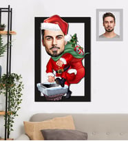 Kişiye Özel Yılbaşı Erkek Karikatürlü 3D Ahşap Tablo 30x47 Model-2