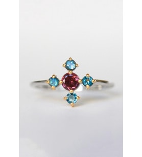 Topaz Taşlı Ayarlanabilir 14 K Rose Altın Kaplama Kadın Yüzük