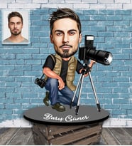 Kişiye Özel Fotoğrafçı Karikatürlü Ahşap Biblo Bay-2