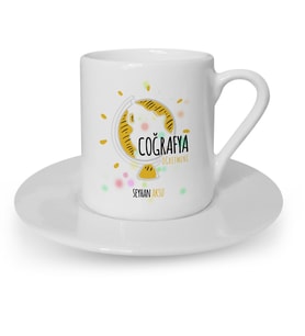 BK Gift Kişiye Özel Coğrafya Öğretmeni Türk Kahvesi Fincanı  3