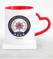 BK Gift Kişiye Özel Mesleki Polis Çevik Kuvvet Kırmızı Kalpli Kupa Bardak  2
