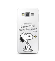 Snoopy Tasarımlı Süper Şeffaf Silikon Telefon Kılıfı Samsung A3 (2015)