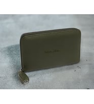 BK Gift Kişiye Özel Haki Deri Kadın Cüzdanı (Gri)