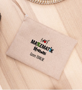Matematik Öğretmeni Keten Bez El Çantası