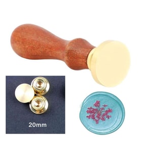 Eritme Balmumu Mührü Damga 20 mm Yuvarlak Boş Bakır Kafa + Gülağacı Kol  (Kahverengi)