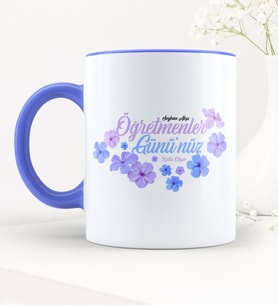 BK Gift Kişiye Özel Öğretmenler Gününüz Kutlu Olsun Mavi Kupa Bardak - 3