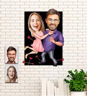 Kişiye Özel Çift Temalı Karikatür Ahşap Tablo