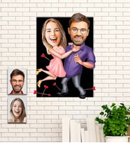 Kişiye Özel Çift Temalı Karikatür Ahşap Tablo