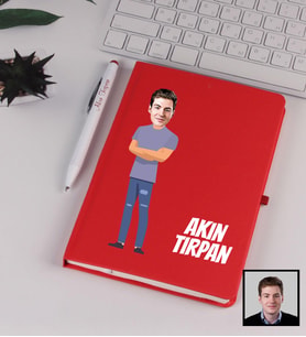 Kişiye Özel Karikatürize Defter Kalem Seti Kırmızı 91355