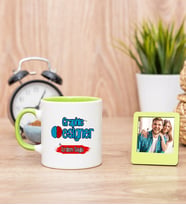 Grafiker Yeşil Kupa Bardak ve Yeşil Mini Fotoğraf Çerçevesi