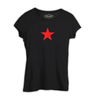 Kızıl Yıldız Siyah Kadın Tshirt