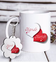 BK Gift Kişiye Özel Sevgililer Günü Beyaz Kupa ve Anahtarlık Hediye Seti-24 (Model 1)