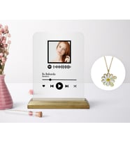 BK Gift Kişiye Özel Fotoğraflı Spotify Barkodlu Plak ve Çift İsimli Papatya Kolye Seti-2