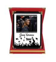 Mezuniyet Hediyesi Kişiye Özel Baskılı İsim Yıl ve Fotoğraflı Plaket (Kırmızı)