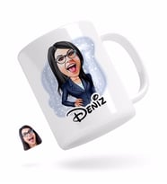 BK Gift Kişiye Özel Kadın Patron Karikatürlü Beyaz Kupa Bardak-4