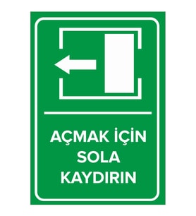 MIGNATIS - Açmak İçin Sola Kaydırın Levhası - Sac Malzeme 35x50cm