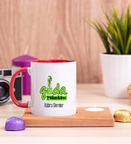 Gıda Teknikeri Ahşap Altlıklı Mumlu Kırmızı Kupa Bardak