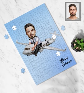 Kişiye Özel Pilot Karikatürlü A3 240 Parça Puzzle Bay-1