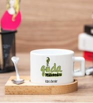 Gıda Mühendisine Hediye Ahşap Altlıklı Fincan