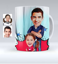 BK Gift Kişiye Özel Baba Kız Karikatürlü Beyaz Kupa Bardak  2
