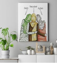 BK Gift Kişiye Özel Türbanlı Karikatür  Kanvas Tablo  50x70cm 42778
