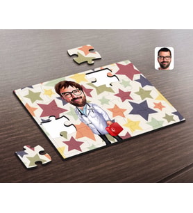 BK Gift Kişiye Özel Erkek Acil Tıp Teknisyeni Karikatürlü Ahşap Puzzle-1