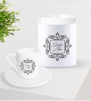 BK Gift Kişiye Özel İsimli Türk Kahvesi Fincanı ve Seramik Kül Tablası Seti-1 (Model 1)