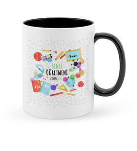 BK Gift Kişiye Özel Sınıf Öğretmeni Siyah Kupa Bardak  7