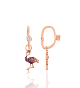 Söğütlü Silver Gümüş rose taşlı flamingo göçmen küpe