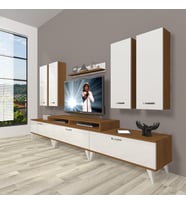 Decoraktiv Ekoflex 8d Slm Retro Tv Ünitesi Tv Sehpası (Beyaz - Kahverengi)