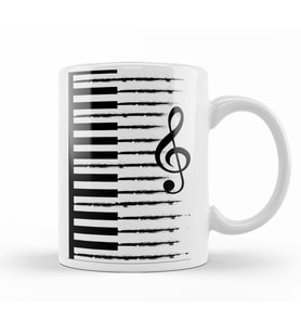 Piyano Müzik  Notaları Kupa Bardak Porselen