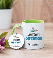 Gemi Yapımı Öğretmeni Yeşil Kupa Bardak Ve Anahtarlık Set