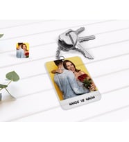 BK Gift Kişiye Özel Yağlıboya Tasarımlı Şeffaf Pleksi Anahtarlık-1 (Beyaz)