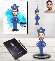 Kişiye Özel Polis Karikatürlü 5 li Hediye Seti Bay-1