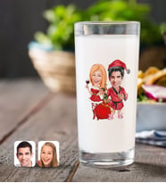 BK Gift Kişiye Özel Sevgililer Yeni Yıl Karikatürlü Rakı Bardağı-5 (Beyaz)